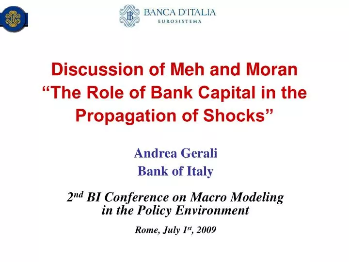 discussion of meh and moran the role of bank capital in the propagation of shocks