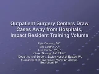 Outpatient Surgery Centers Draw Cases Away from Hospitals, Impact Resident Training Volume
