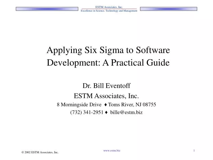 applying six sigma to software development a practical guide