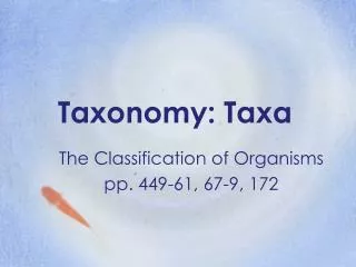 Taxonomy: Taxa