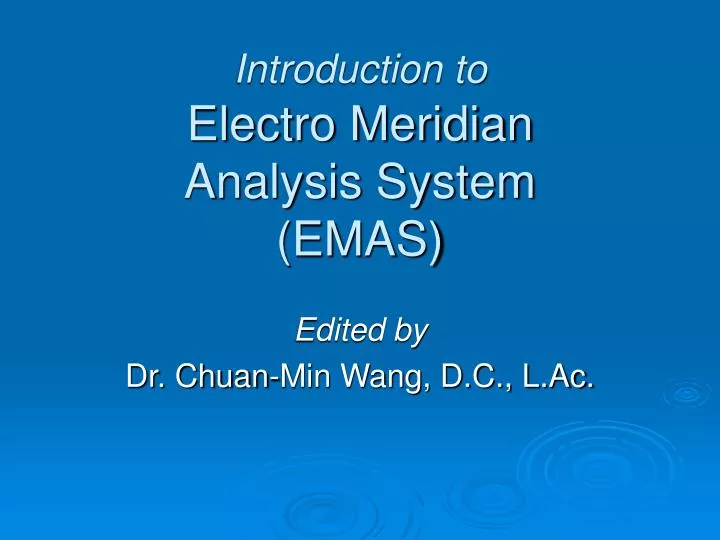 introduction to electro meridian analysis system emas