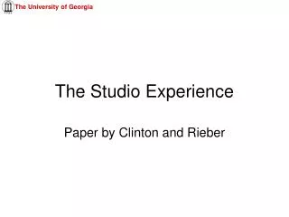 The Studio Experience