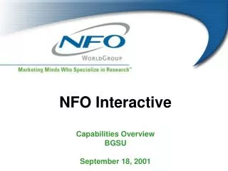 NFO Interactive Capabilities Overview BGSU September 18, 2001