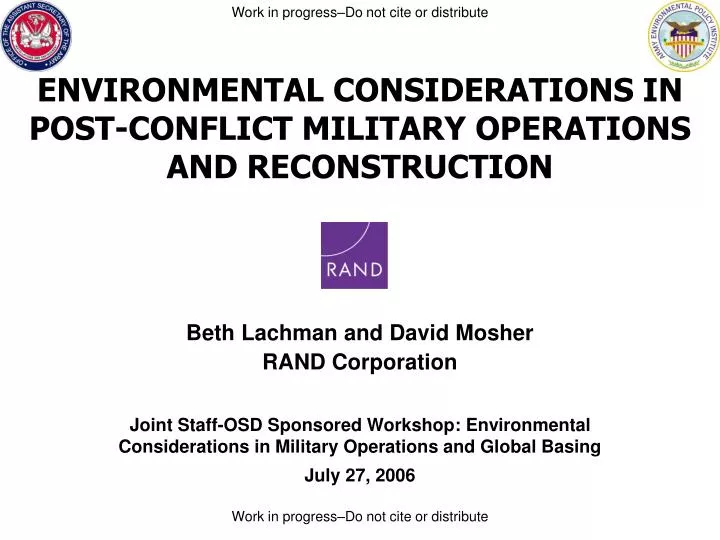 environmental considerations in post conflict military operations and reconstruction