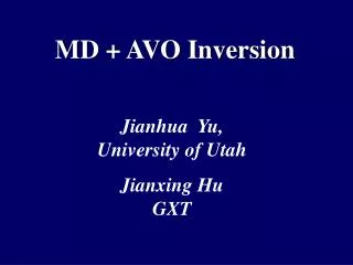 MD + AVO Inversion