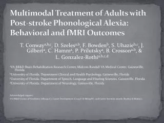 Multimodal Treatment of Adults with Post-stroke Phonological Alexia: Behavioral and fMRI Outcomes