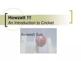 Howzatt !!! An Introduction to Cricket