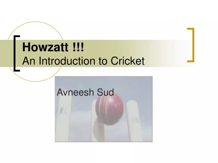 howzatt an introduction to cricket