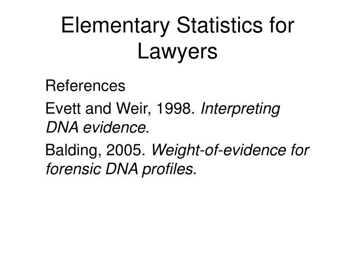 elementary statistics for lawyers