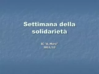 settimana della solidariet