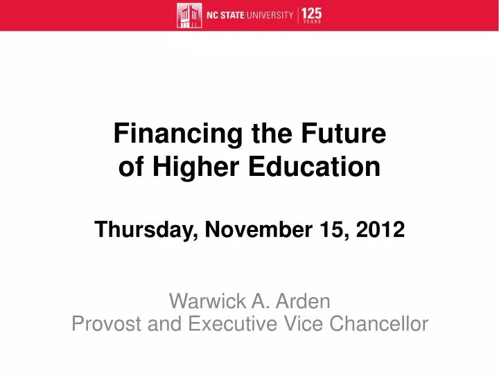 financing the future of higher education thursday november 15 2012