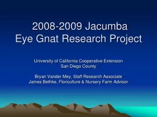 2008-2009 Jacumba Eye Gnat Research Project