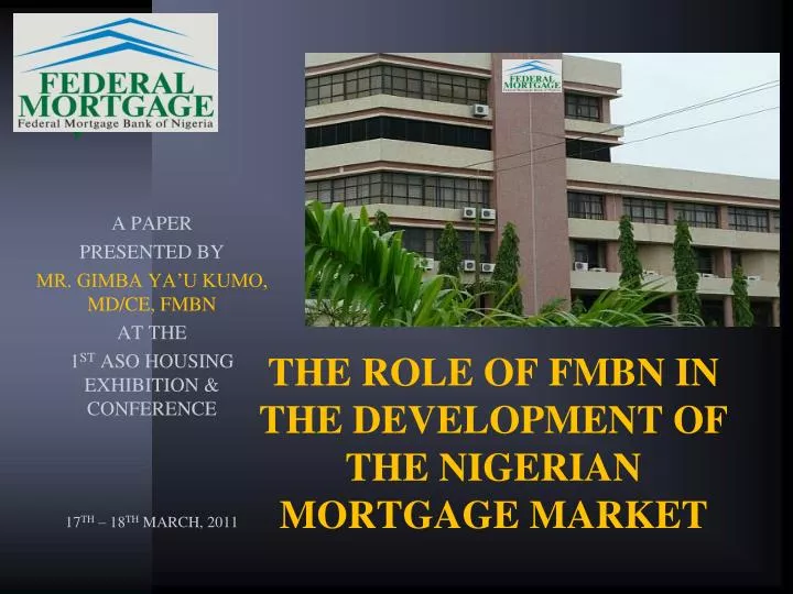 the role of fmbn in the development of the nigerian mortgage market