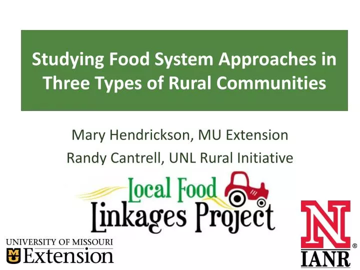 studying food system approaches in three types of rural communities