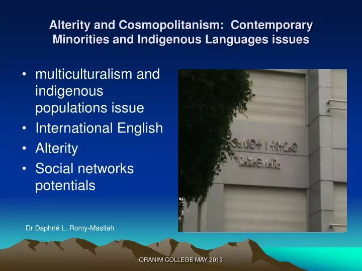 alterity and cosmopolitanism contemporary minorities and indigenous languages issues