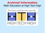 Archived Information Math Education at High Tech High