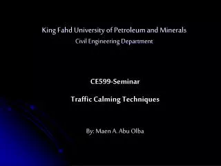 King Fahd University of Petroleum and Minerals Civil Engineering Department