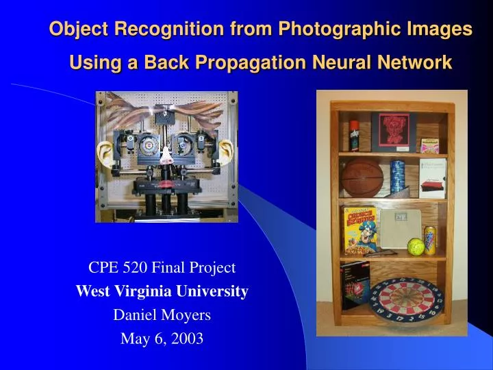 object recognition from photographic images using a back propagation neural network