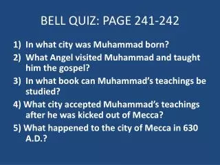 BELL QUIZ: PAGE 241-242