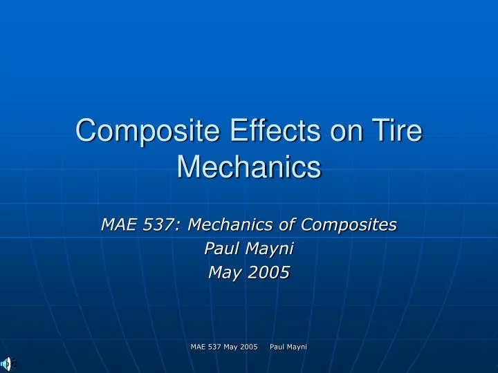 composite effects on tire mechanics