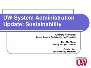 UW System Administration Update: Sustainability