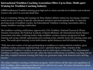 international triathlon coaching association offers up-to-da