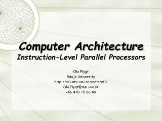 Computer Architecture Instruction-Level Parallel Processors