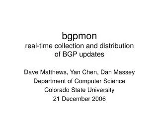 bgpmon real-time collection and distribution of BGP updates