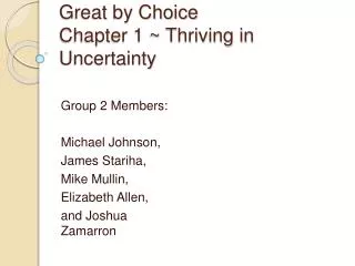 Great by Choice Chapter 1 ~ Thriving in Uncertainty