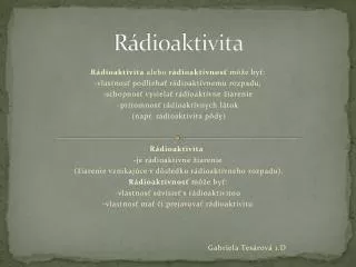 r dioaktivita