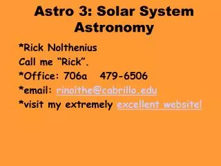 Astro 3: Solar System Astronomy