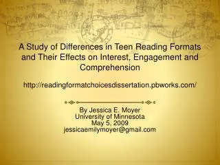 by jessica e moyer university of minnesota may 5 2009 jessicaemilymoyer@gmail com