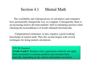 Section 4.1 Mental Math