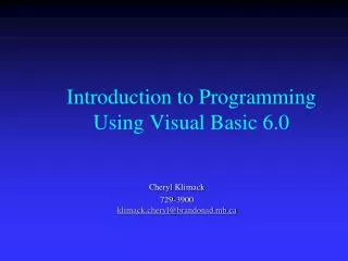 Introduction to Programming Using Visual Basic 6.0