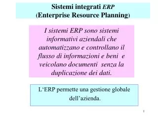 Sistemi integrati ERP ( Enterprise Resource Planning )