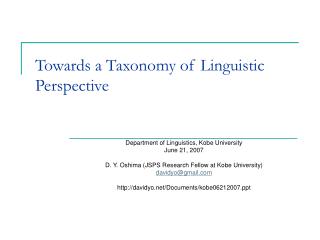 Towards a Taxonomy of Linguistic Perspective