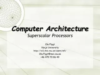 Computer Architecture Superscalar Processors
