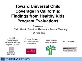 Toward Universal Child Coverage in California: Findings from Healthy Kids Program Evaluations