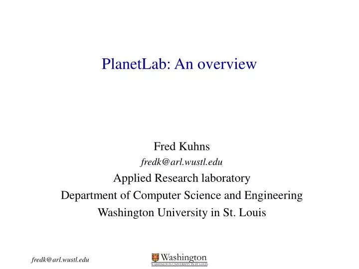 planetlab an overview