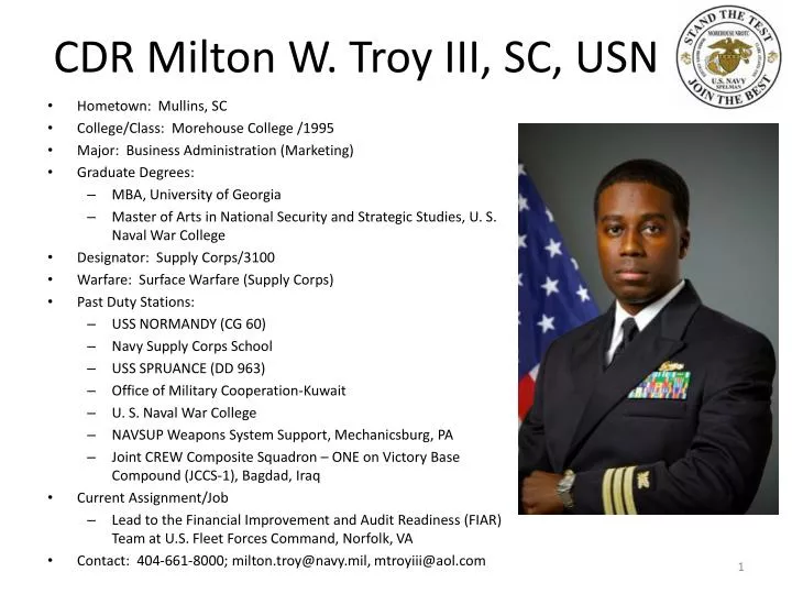 cdr milton w troy iii sc usn