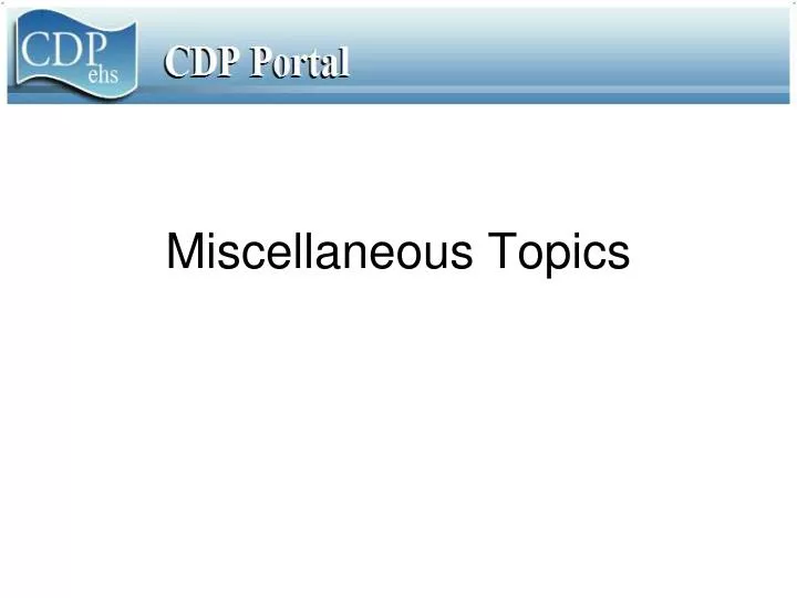 miscellaneous topics