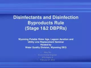 Disinfectants and Disinfection Byproducts Rule (Stage 1&amp;2 DBPRs)