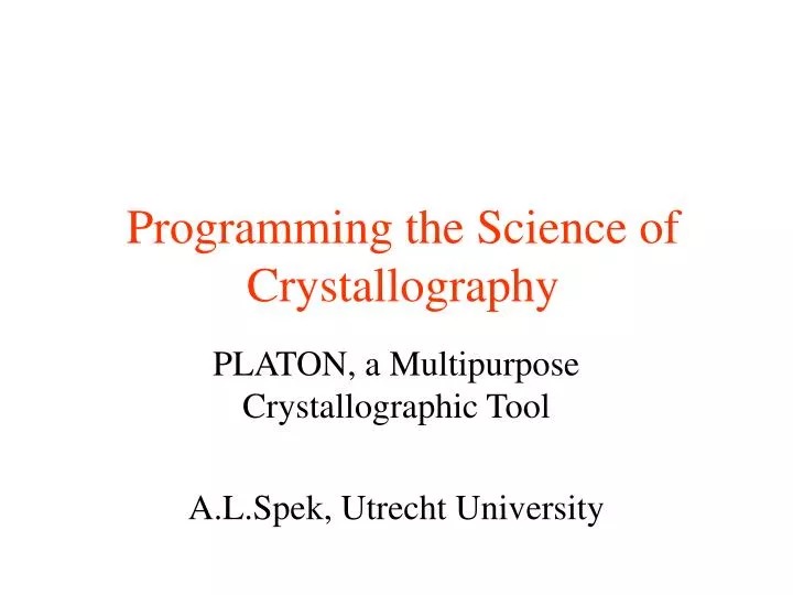 programming the science of crystallography
