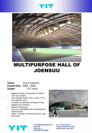 MULTIPURPOSE HALL OF JOENSUU
