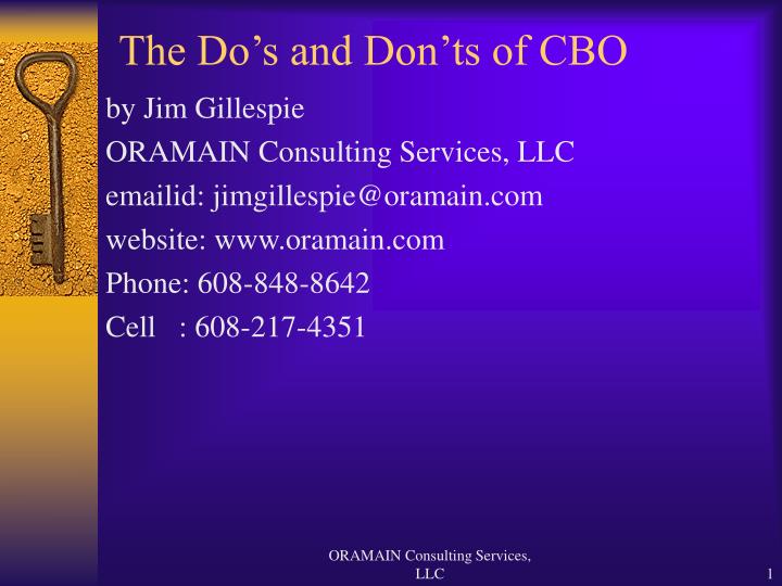 the do s and don ts of cbo