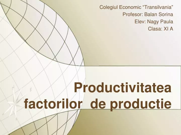 productivitatea factorilor de productie