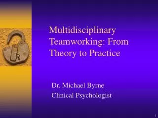 Multidisciplinary Teamworking: From Theory to Practice