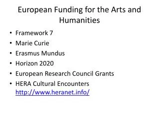 European Funding for the Arts and Humanities