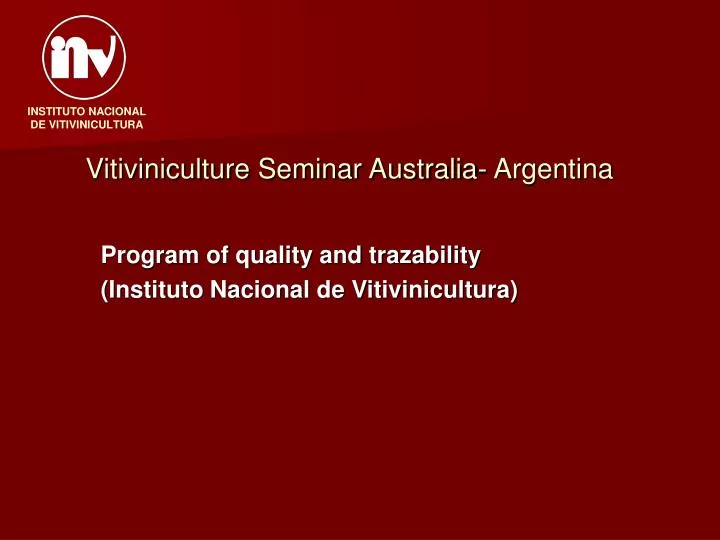 vitiviniculture seminar australia argentina