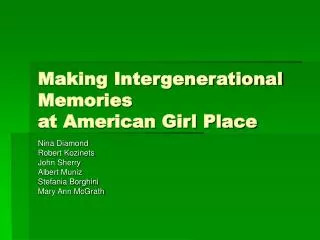 Making Intergenerational Memories at American Girl Place